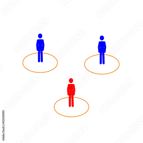 Social distancing, people standing at a distance of 2 meters, prevention of the COVID-19 coronavirus outbreak, keep your distance, be safe.