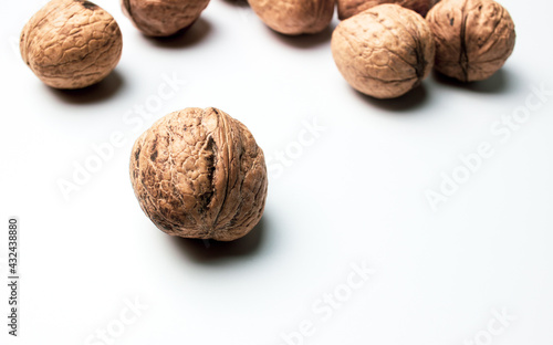 Group of Walnuts with selective focus  food design concept 