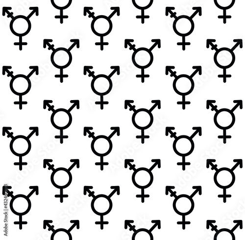 Vector seamless pattern of flat trans transgender transsexual symbol isolated on white background