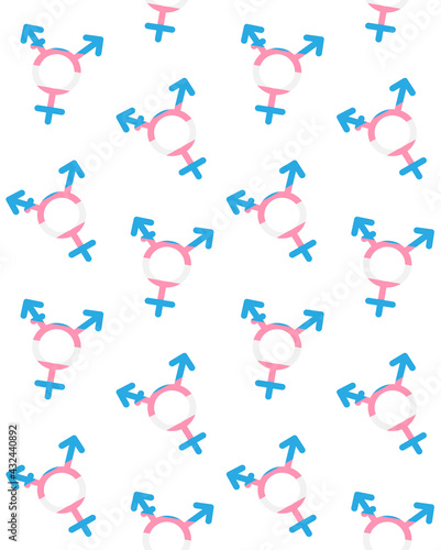 Vector seamless pattern of flat trans transgender transsexual flag symbol isolated on white background