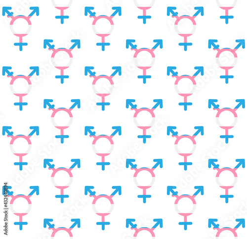 Vector seamless pattern of flat trans transgender transsexual flag symbol isolated on white background