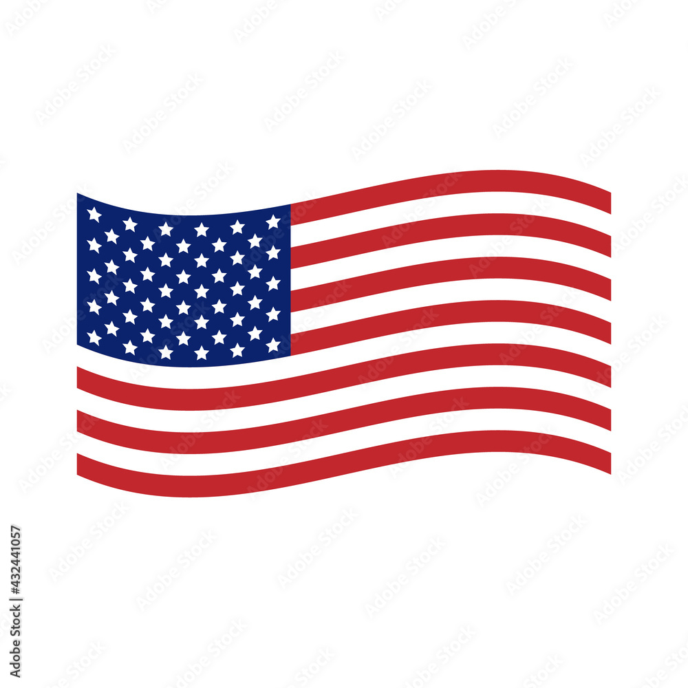 Vector flat American USA flag isolated on white background