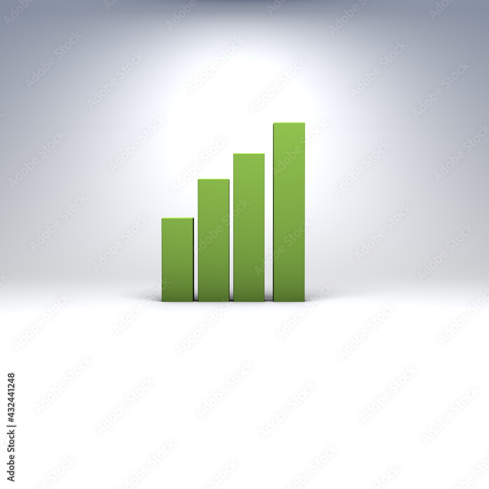 3D Illustration of Green Graph Isolated on White Background 3D Illustration of Green Graph Isolated on White Background
