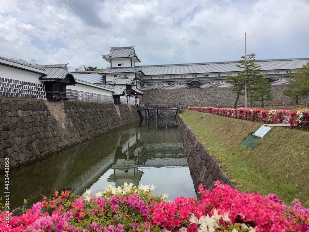 Kanazawa Castle in early summer when azaleas bloom