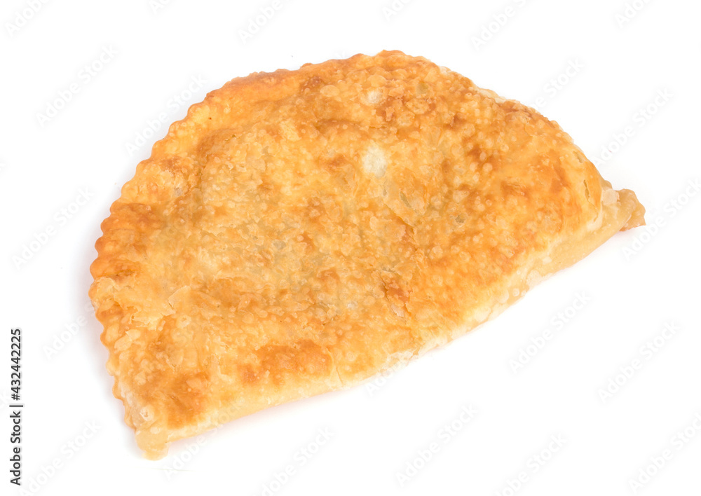 cheburek with meat on a white background cheburek with meat on a white background