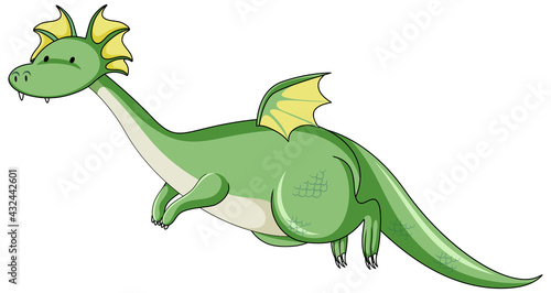 Cute dragon flying cartoon character isolated on white background