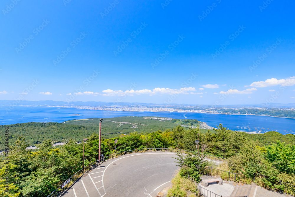 Obraz premium 湯之平展望所から見た鹿児島市内 鹿児島県 Kagpshima city seen from Yunohira Observatory Kagoshima-ken Kagoshima city