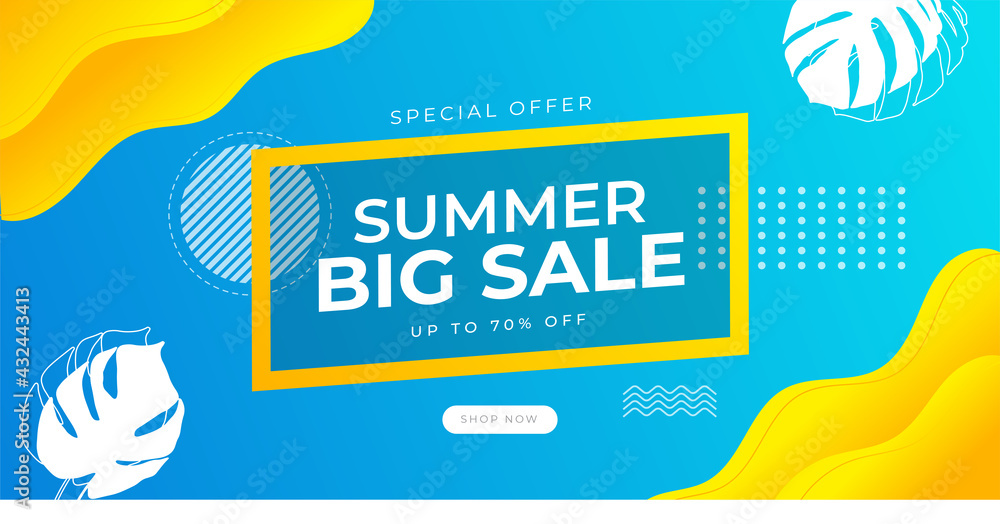 Summer sale vector banner design with colorful beach elements and sale ...