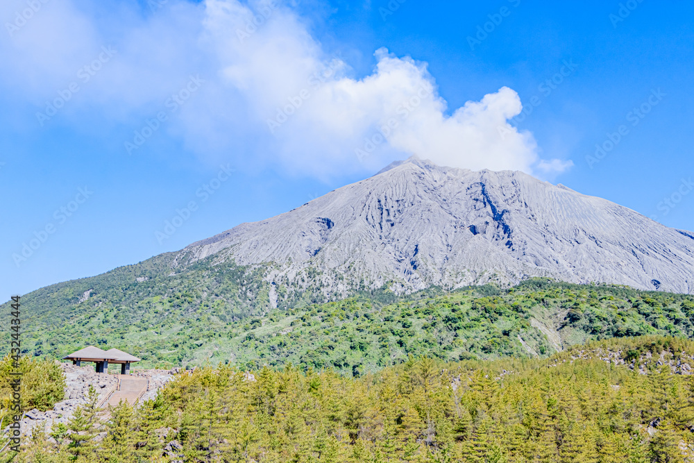 Fototapeta premium 有村溶岩展望所から見た桜島 鹿児島県鹿児島市 Sakurajima seen from Arimura Lava Observatory Kagoshima-ken Kagoshima city