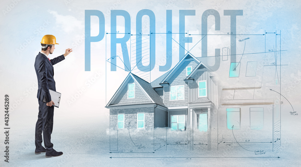 Young engineer holding blueprint concept Young engineer holding blueprint concept