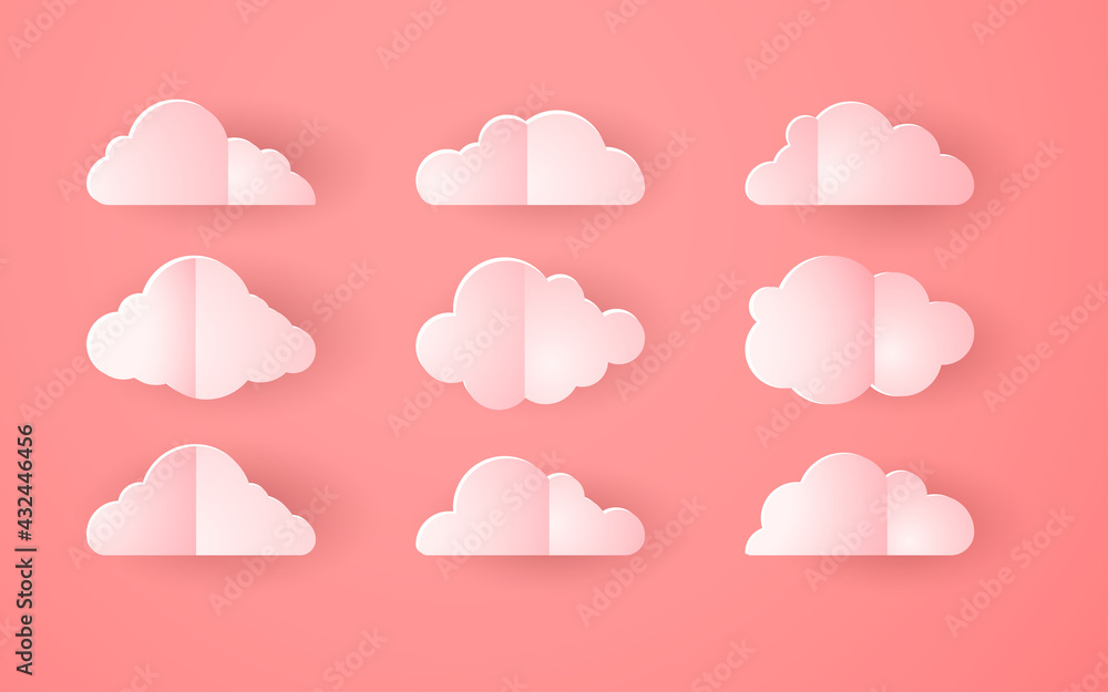 pink origami paper clouds collection set pink origami paper clouds collection set