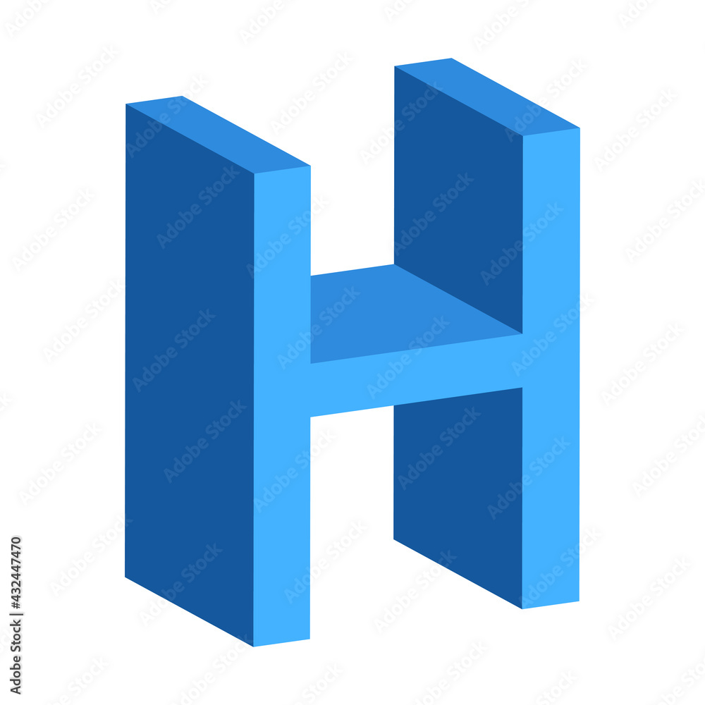 3d letter H simple clip art vector illustration 3d letter H simple clip art vector illustration