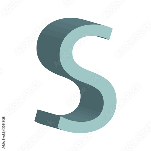 3d letter S simple clip art vector illustration