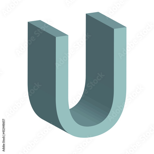 3d letter U simple clip art vector illustration