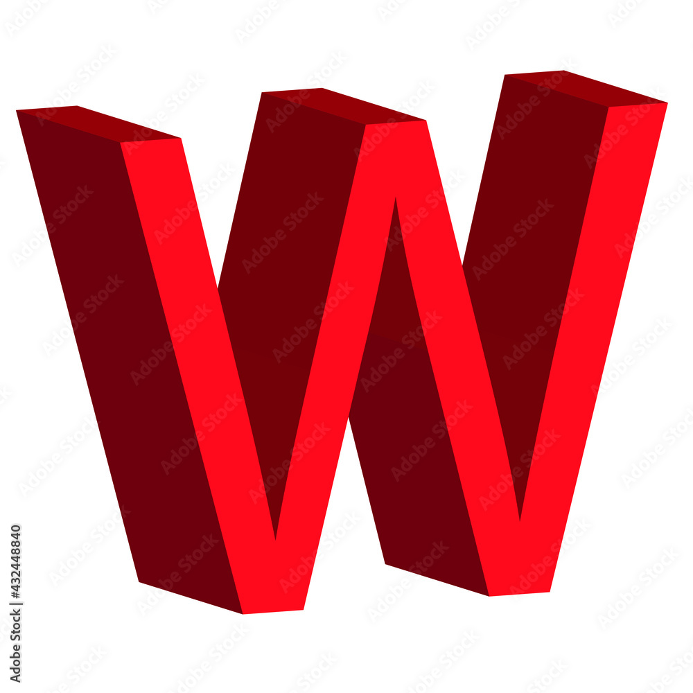 3d letter W simple clip art vector illustration 3d letter W simple clip art vector illustration