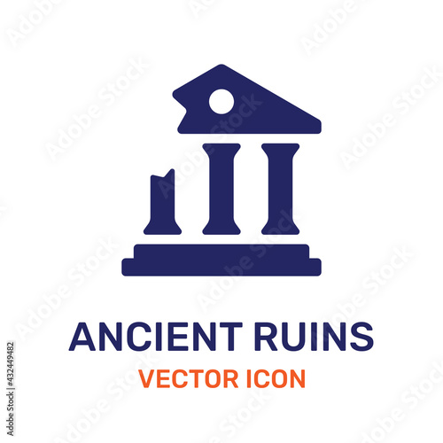 Ancient ruins from antiquity vector icon