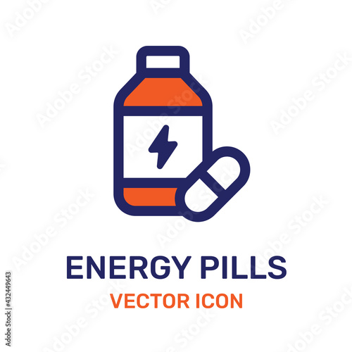 Energy pill icon vector isolated on white background