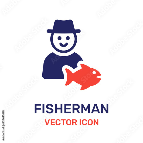 Fisherman with fish icon vector