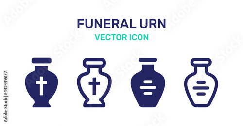 Funeral cremation urns icon vector set illustration