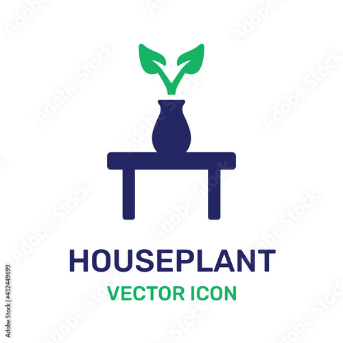 Plant in vase on table as decoration icon vector illustration