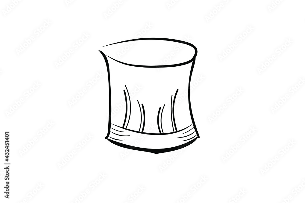 Hand Drawn Cartoon Black Outline Chef Hat Illustration. Hand Drawn Cartoon Black Outline Chef Hat Illustration.
