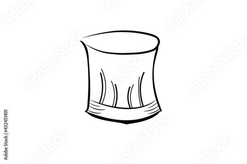 Hand Drawn Cartoon Black Outline Chef Hat Illustration.