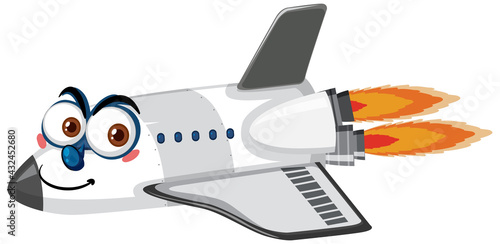 Airplane cartoon character with face expression on white background