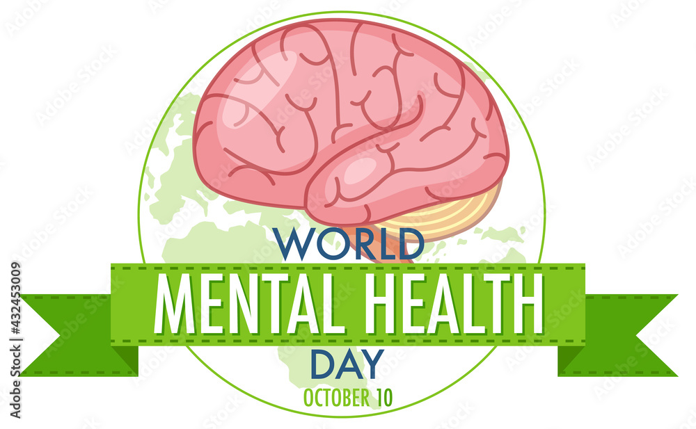 World Mental Health Day banner or logo isolated on white background