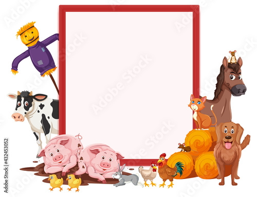 Empty banner with many farm animals