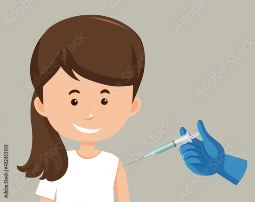 Cartoon character of a woman getting a vaccine