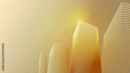 High-rise buildings modern architectural complex line structure abstract vector background