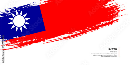 Creative hand drawing brush flag of Taiwan country for special natioanl day