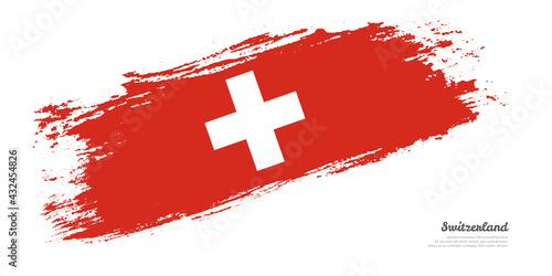 Hand painted brush flag of Switzerland country with stylish flag on white background
