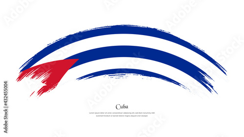 Flag of Cuba in grunge style stain brush with waving effect on isolated white background