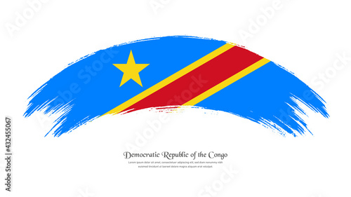 Flag of Democratic Republic of the Congo in grunge style stain brush with waving effect on isolated white background