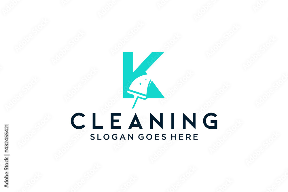 Fototapeta premium Letter K for cleaning clean service Maintenance for car detailing, homes logo icon vector template.