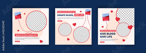 World Blood Donor Day. Education about the importance of donating blood. Banner vector for social media ads, web ads, business messages, discount flyers and big sale banners.