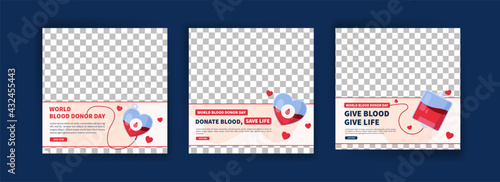 World Blood Donor Day. Education about the importance of donating blood. Banner vector for social media ads, web ads, business messages, discount flyers and big sale banners.