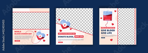World Blood Donor Day. Education about the importance of donating blood. Banner vector for social media ads, web ads, business messages, discount flyers and big sale banners.