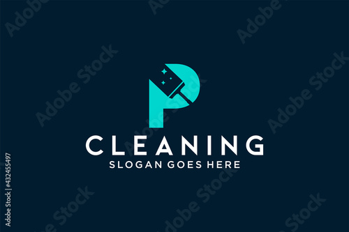Letter P for cleaning clean service Maintenance for car detailing, homes logo icon vector template.