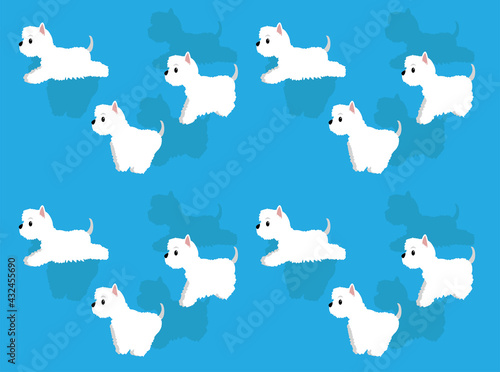 Animal Animation Sequence Dog West Highland White Terrier Cartoon Vector Seamless Wallpaper