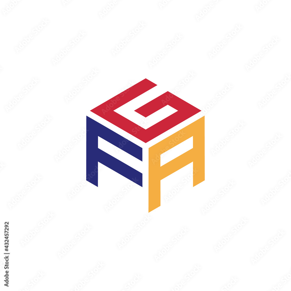 Hexagon logo with the letters GFA design Hexagon logo with the letters GFA design