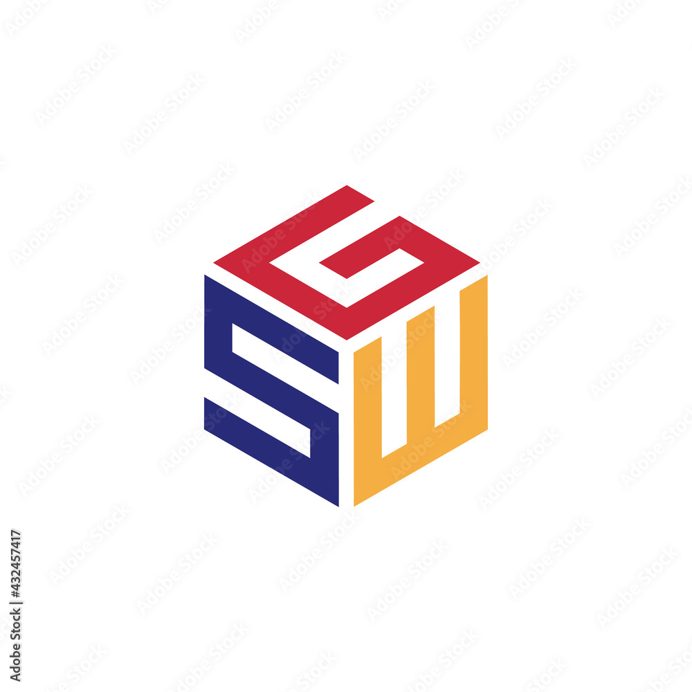Hexagon logo with the letters GSW design Hexagon logo with the letters GSW design