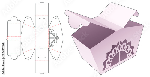 packaging box with stenciled pattern die cut template