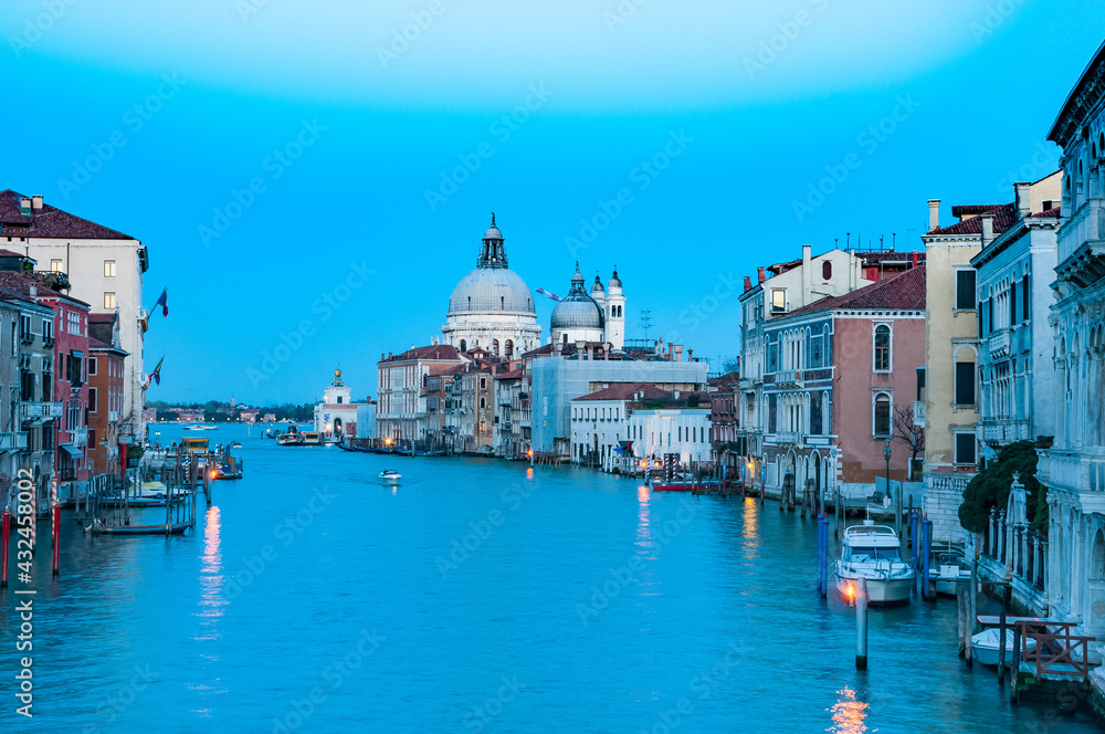 Grand canal and Basilica Santa Maria della Salute, Venice, Italy.