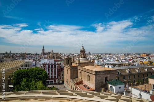 From the top of the Space Metropol Parasol (Setas de Sevilla) one have the best view of the city of Seville, Spain. It provides a unique view of the old city center