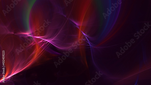 3D rendering abstract multicolor fractal light background