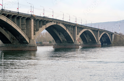 Wallpaper Mural Large concrete transportation bridge across wide river in Siberia. Torontodigital.ca