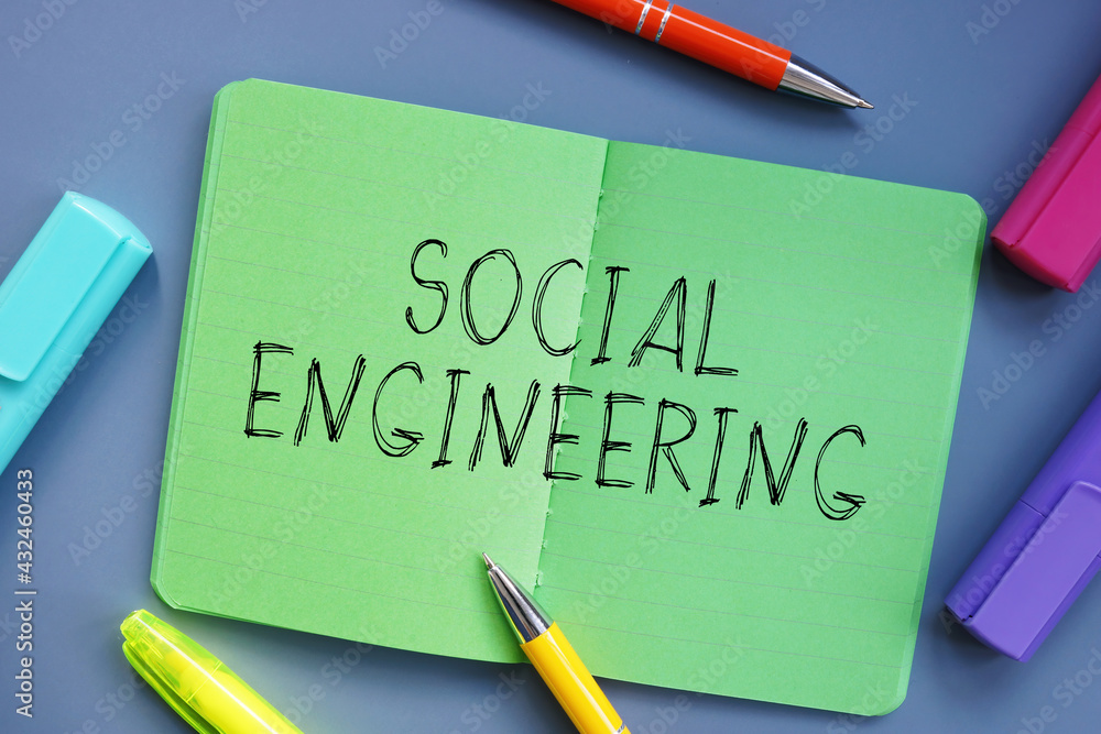Business concept about Social Engineering with phrase on the sheet. Business concept about Social Engineering with phrase on the sheet.