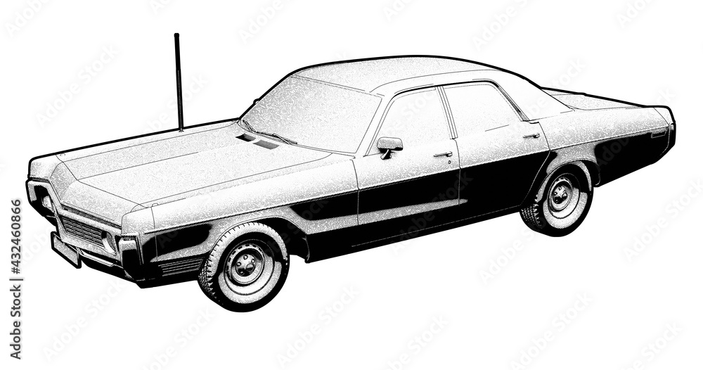 Illustration of a Classic American Muscle Car.